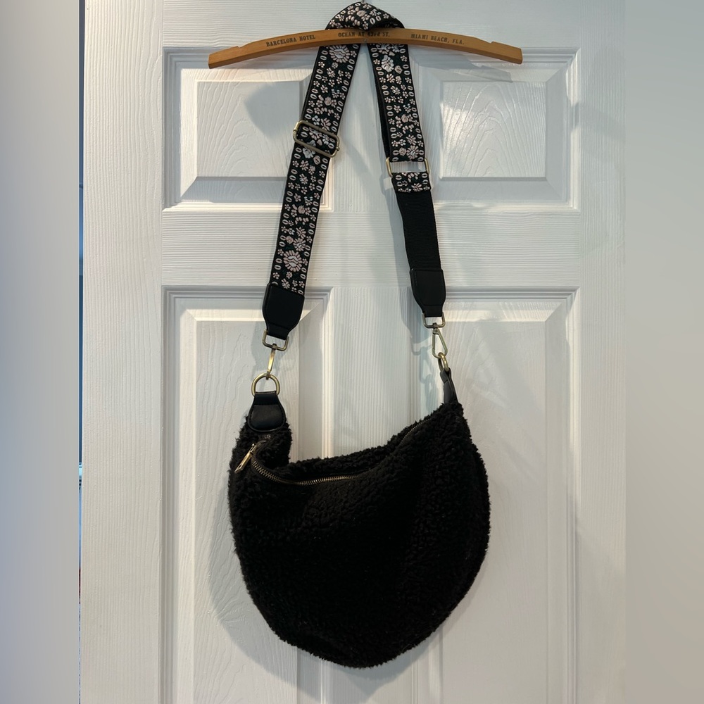 Anthropologie Solstice Cozy Crossbody Bag Black